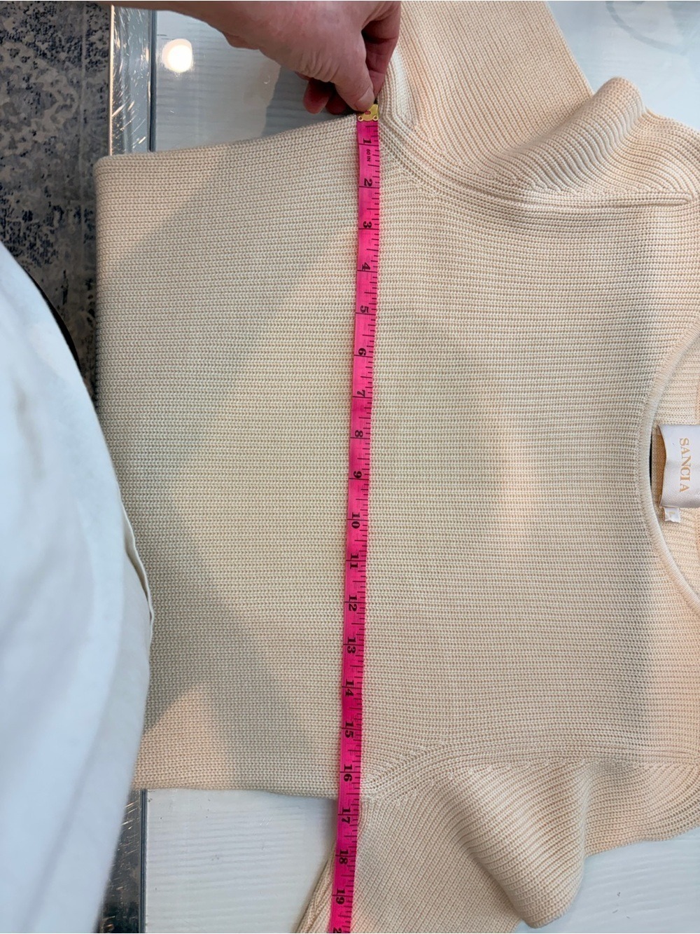 Knit Short Sleeve Mini Dress in Cream - Picture 11 of 12